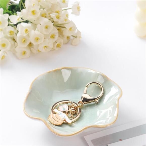 2PCS Lotus Leaf Shape Ring Holder Dish, Small Key Bowl, Ceramic Trinket Tray - Picture 4 of 8